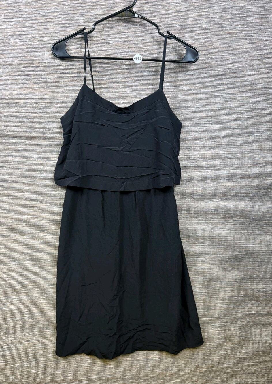 Madewell Black 100% Silk Tiered Popover Cami Mini Dress C0498 Womens Size 6